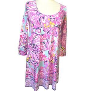 Lilly Pulitzer Emma Dress Women's Small Dress 3/4 Sleeve Beachy Coastal Resort